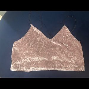 Pink crushed velvet crop top